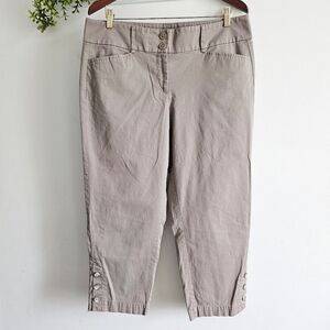 LOFT Original Crop Pants Taupe Mid Rise Stretch Cropped Chino Women Size 12